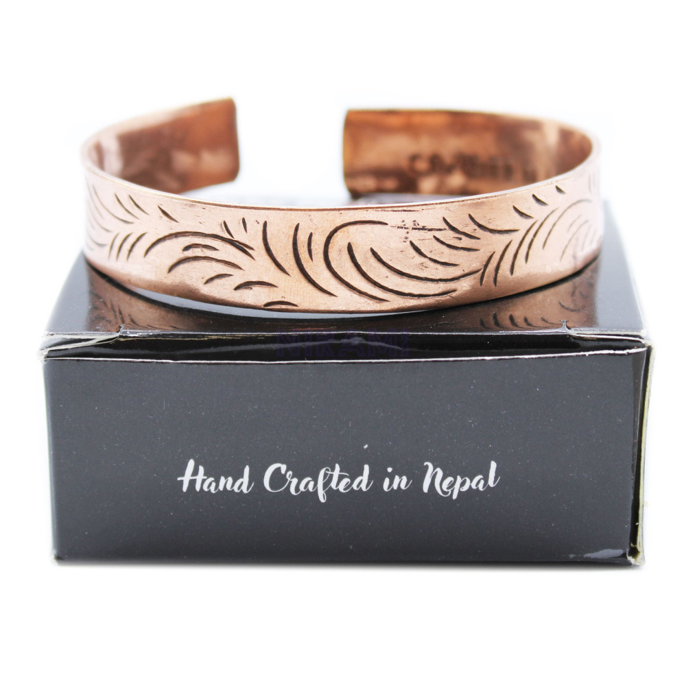 Remolinos Tribales Anchos Pulsera Tibetana de Cobre 