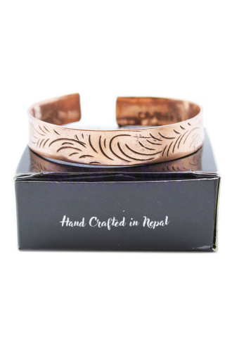 Remolinos Tribales Anchos Pulsera Tibetana de Cobre 