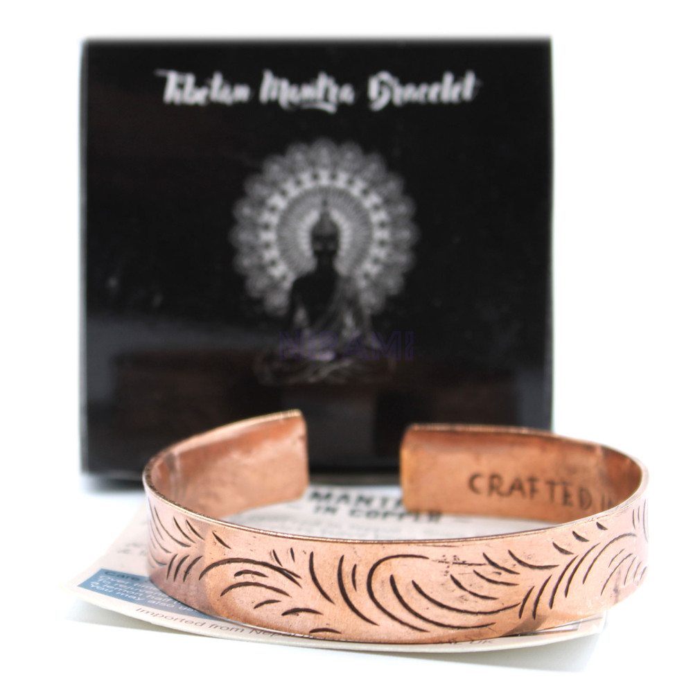Remolinos Tribales Anchos Pulsera Tibetana de Cobre 