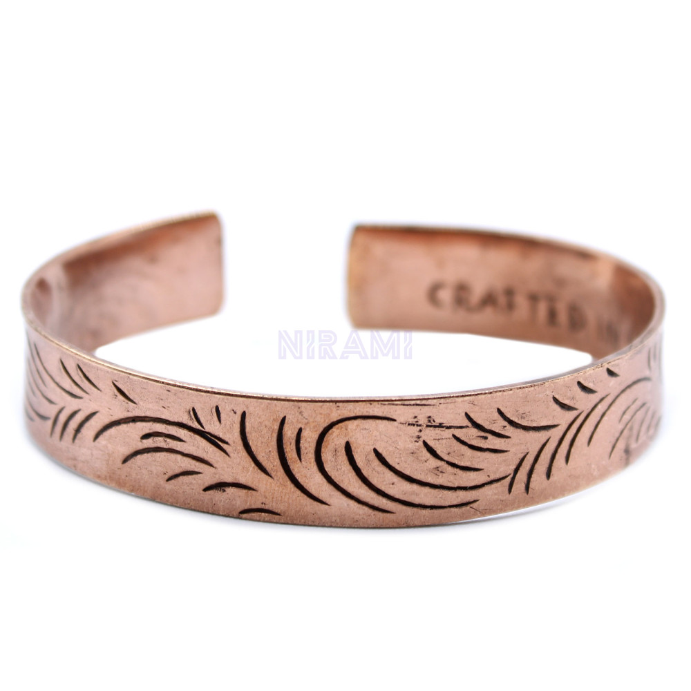 Remolinos Tribales Anchos Pulsera Tibetana de Cobre 