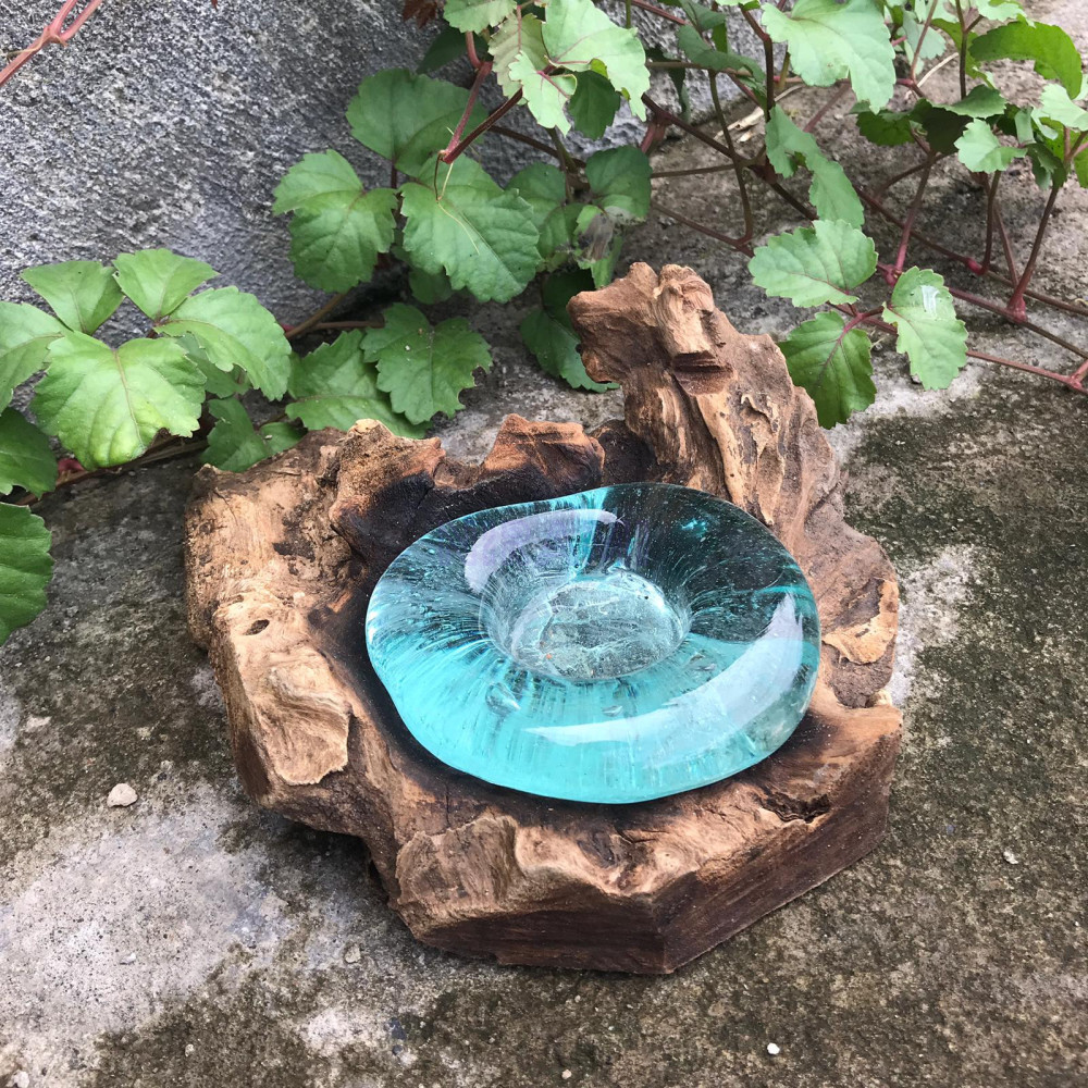 Vidrio Fundido Sobre Madera - Porta Vela