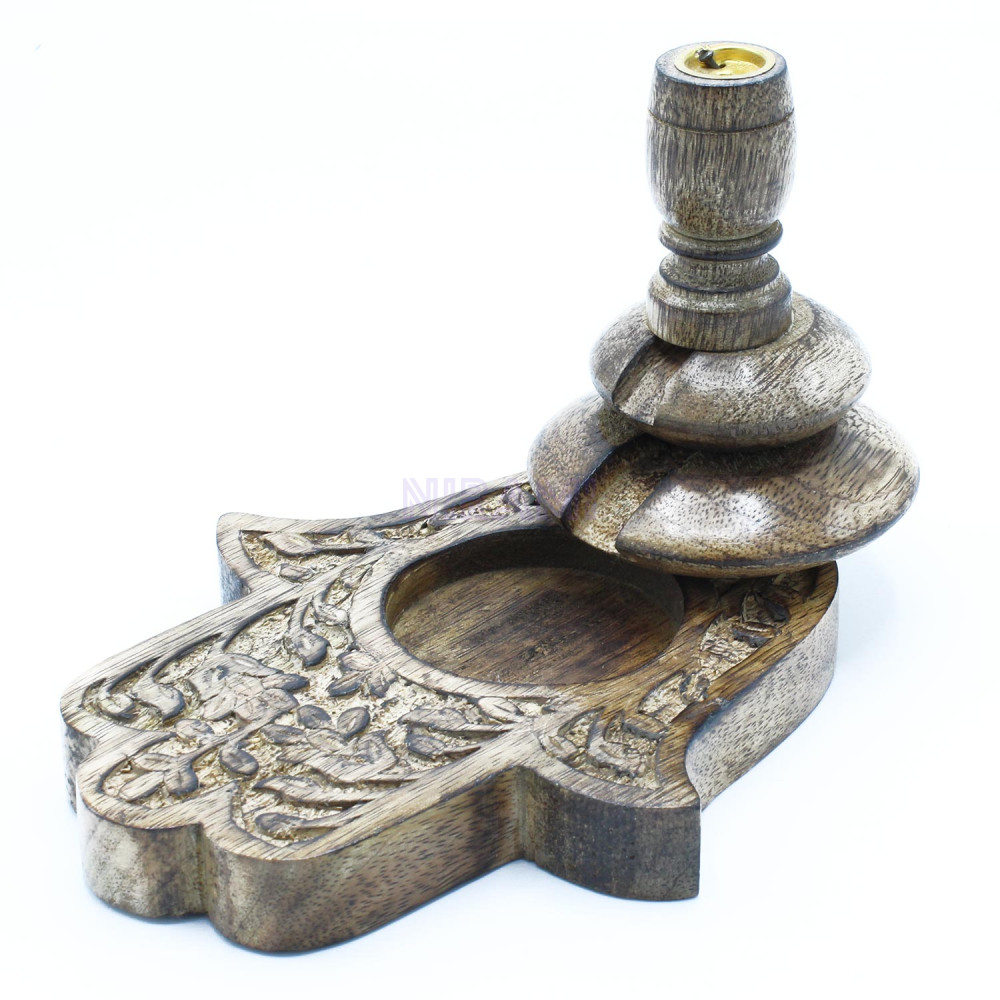 Quemador Inverso Mediano de Madera de Mango - Hamsa