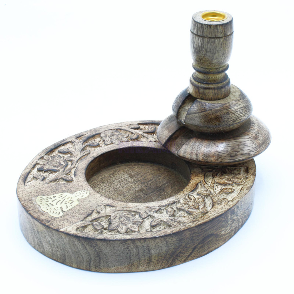 Quemador Mediano Inverso Madera de Mango - Brass Buddha