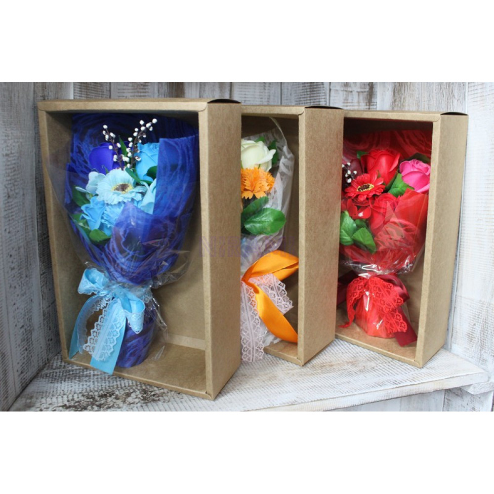 Bouquet flores jabón en caja - green