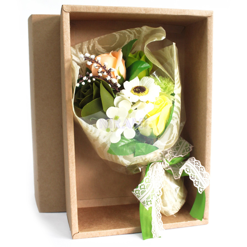 Bouquet flores jabón en caja - green