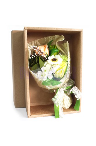 Bouquet flores jabón en caja - green