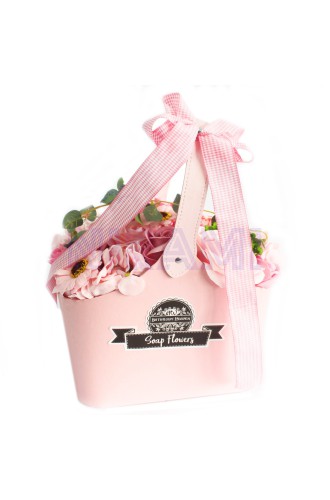 Cesta ramo de flores jabón - rosa