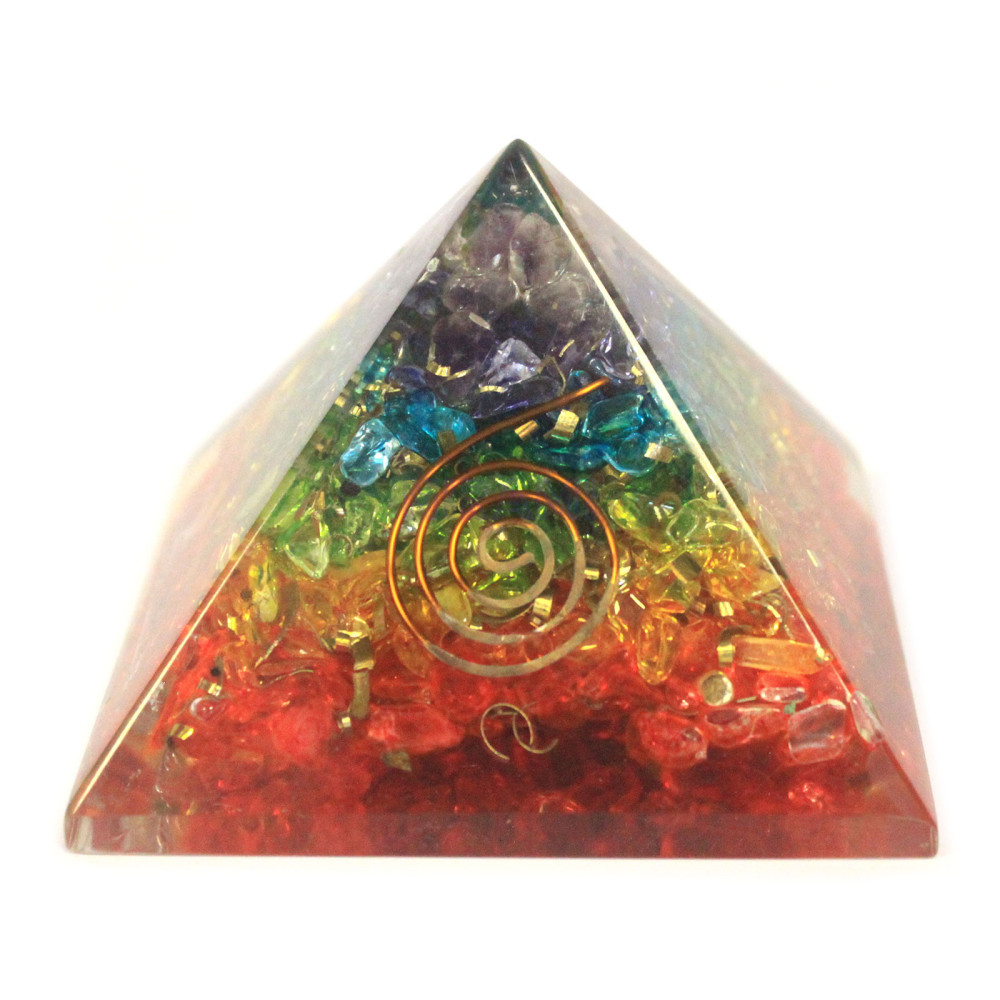 Gemas Chakra Lrg Piramide de Orgonite 70mm