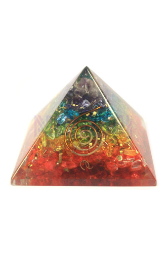 Gemas Chakra Lrg Piramide de Orgonite 70mm