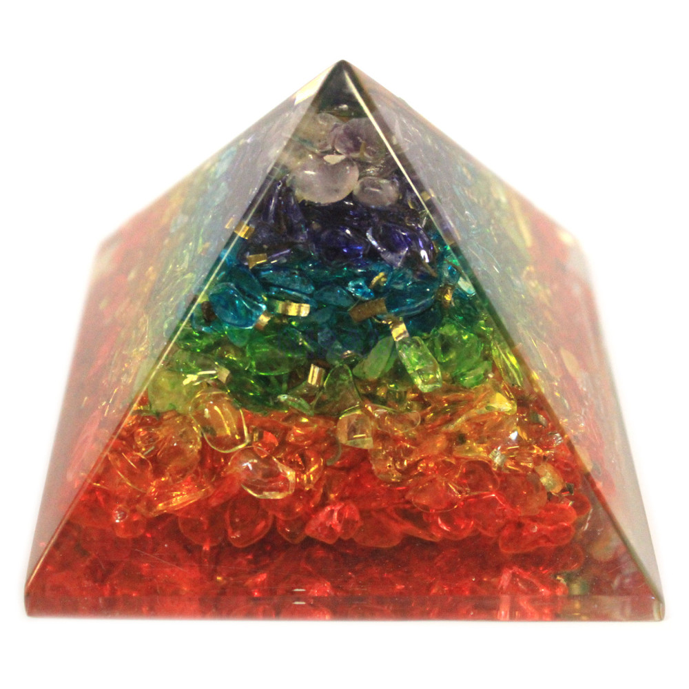 Gemas Chakra Lrg Piramide de Orgonite 70mm
