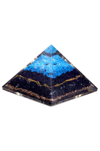 Turquesa y Turmalina Negra Pirámide de Orgonita Lrg 70mm 