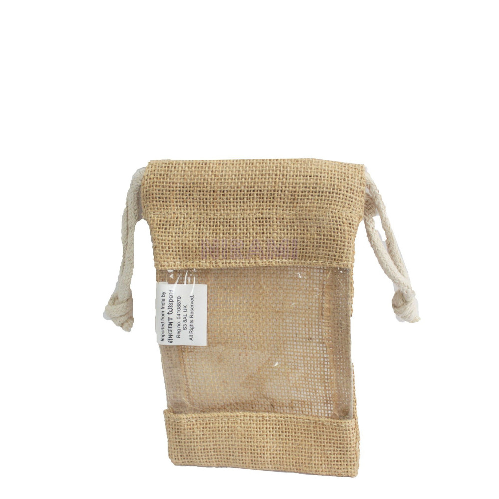Pequeña Bolsa de yute con ventana 16x10cm