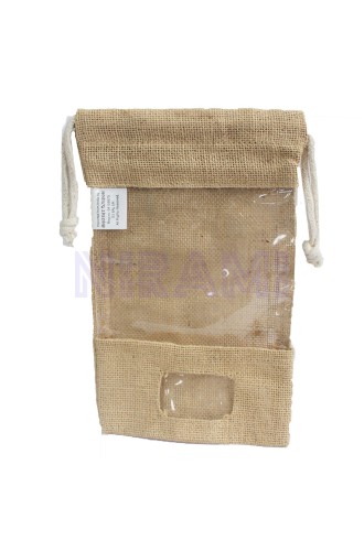Bolsa de yute con ventana 25x16cm y bolsillo