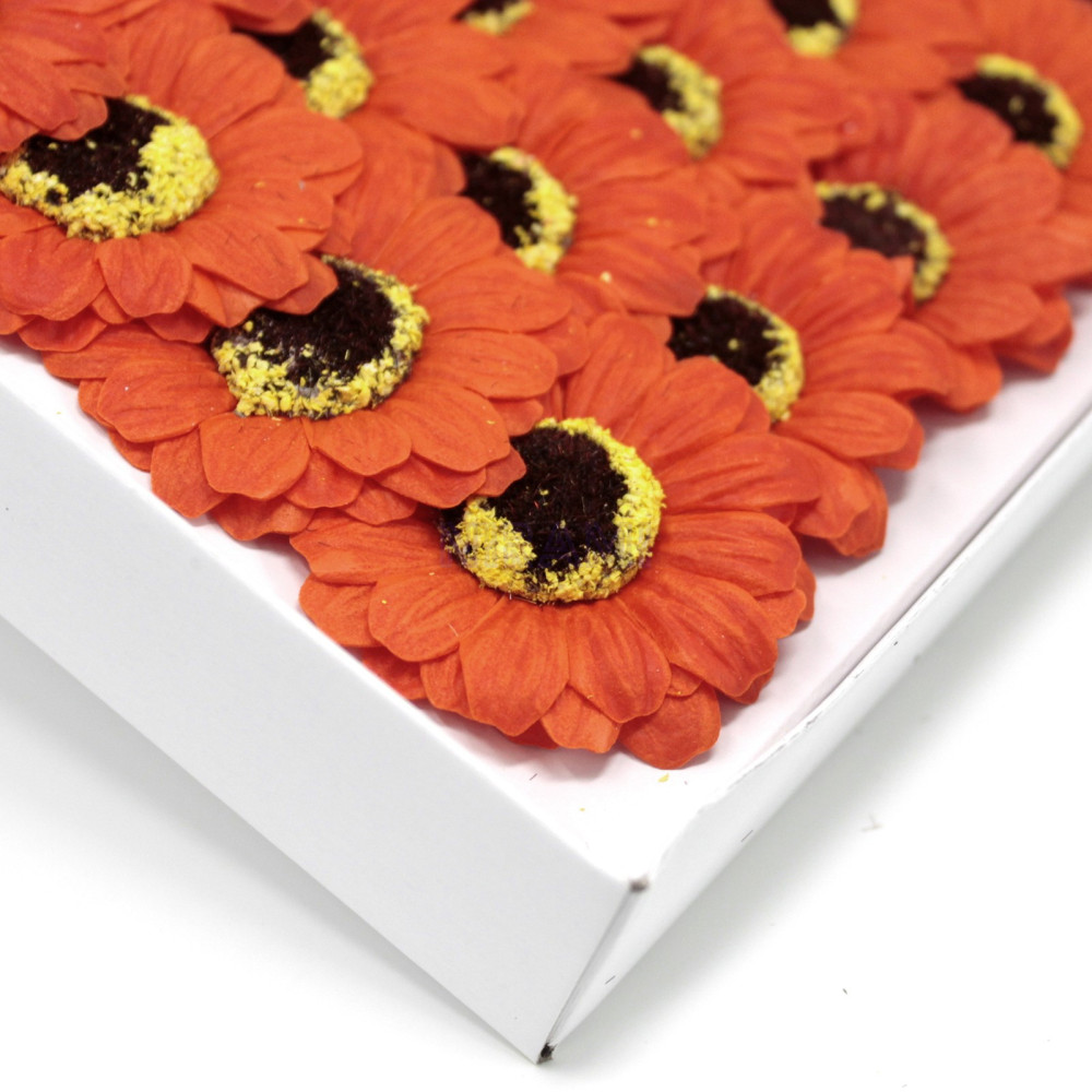 Flor de Jabon girasol manualidades deco mediana - naranja