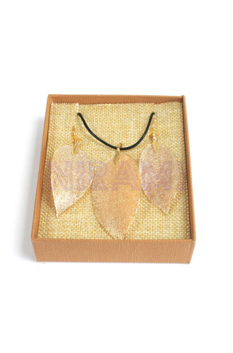 Conjunto Regalo de collar y aretes - Hoja de valor - Oro