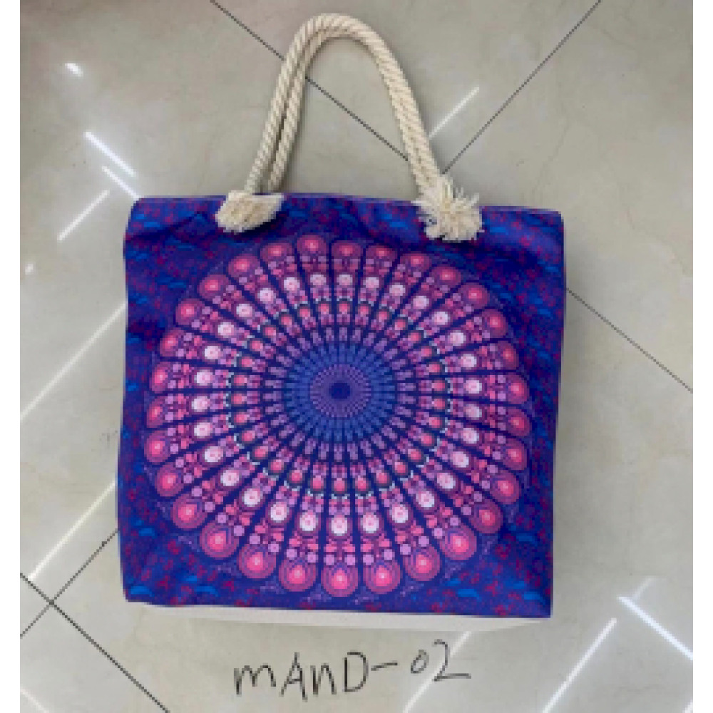 Bolso Mandala con Asa de Cuerda - Azul Violeta