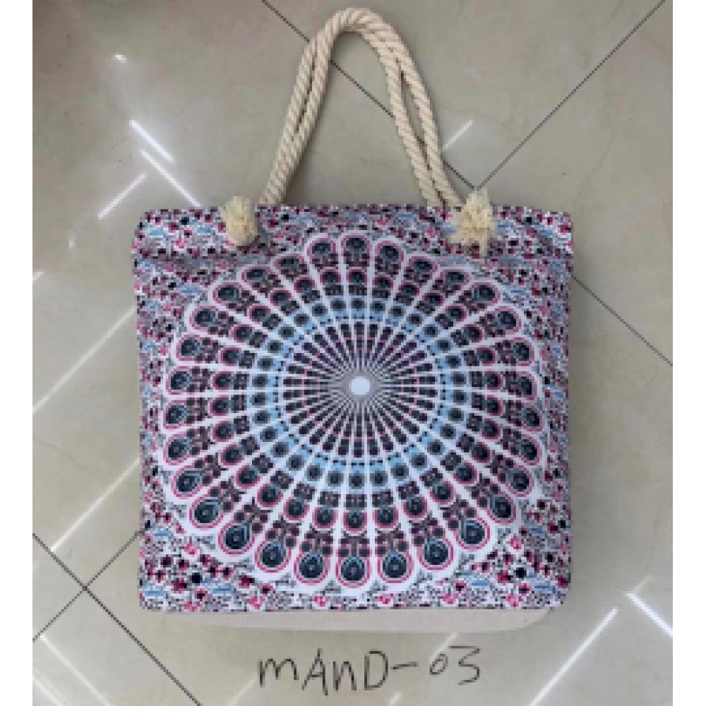 Bolso Mandala con Asa de Cuerda - Azul Eléctrico