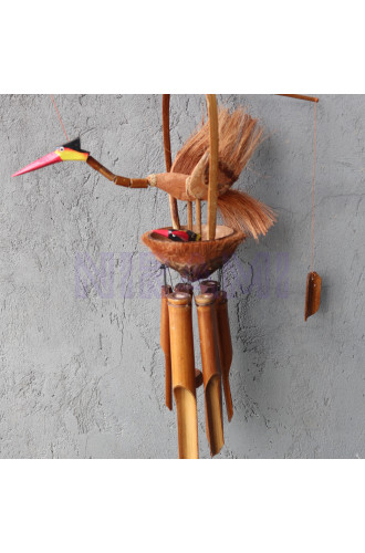 Campanilla de bambú - Acabado natural - Madre y polluelos