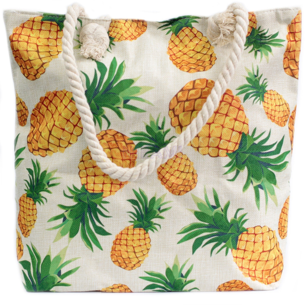 Bolso con asa de cuerda - tropical piñas