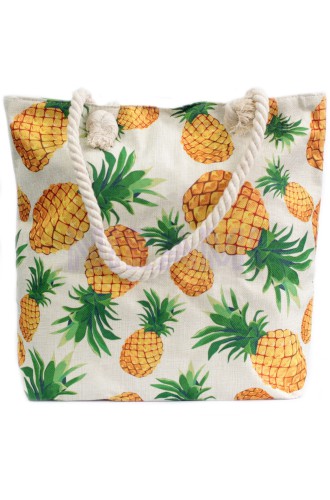 Bolso con asa de cuerda - tropical piñas