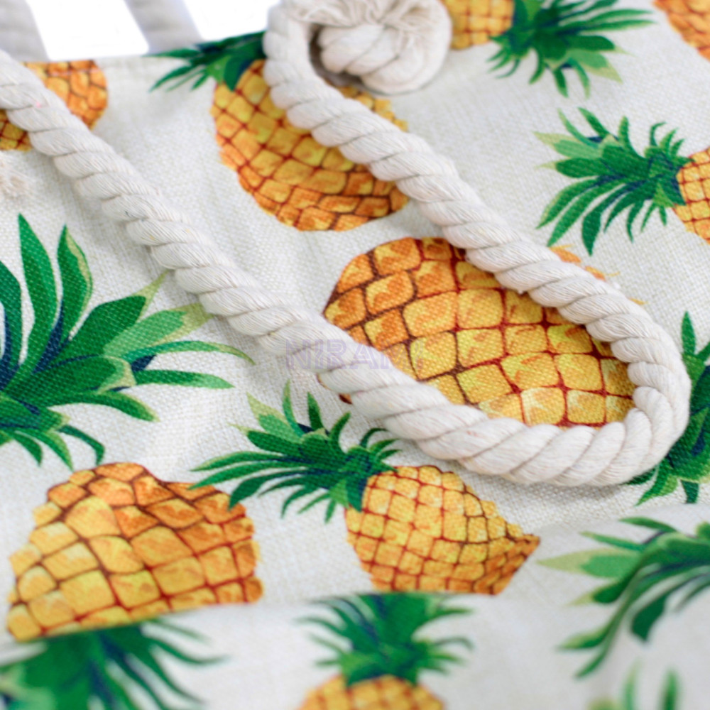 Bolso con asa de cuerda - tropical piñas