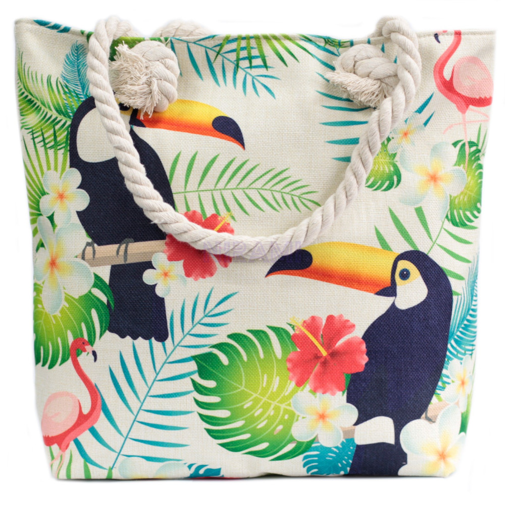 Bolso con asa de cuerda - tropical tucán