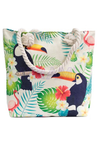 Bolso con asa de cuerda - tropical tucán