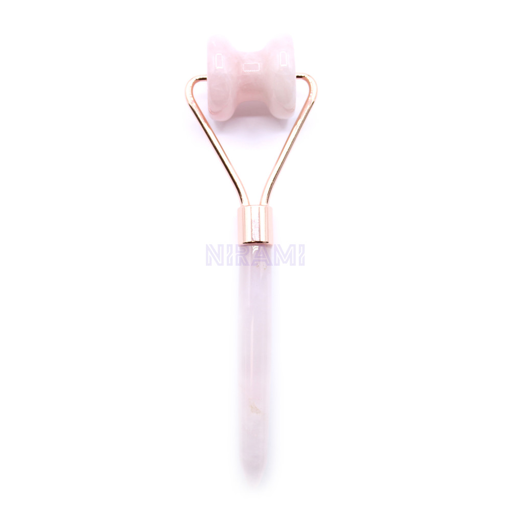 Gua Sha Rodillo Facial de Piedras Preciosas - Cuarzo Rosa