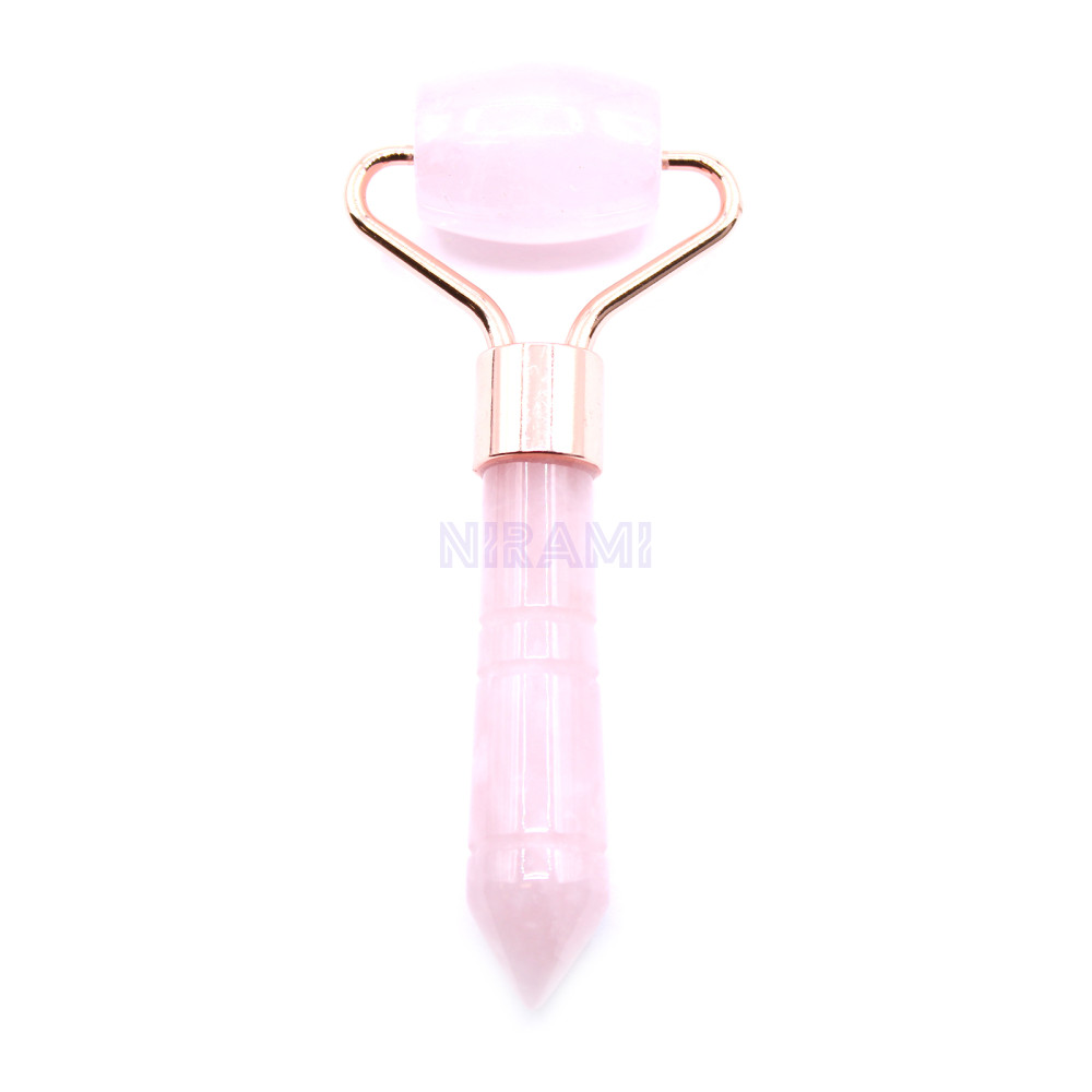 Gua Sha Mini Rodillo de Piedras Preciosas - Cuarzo rosa