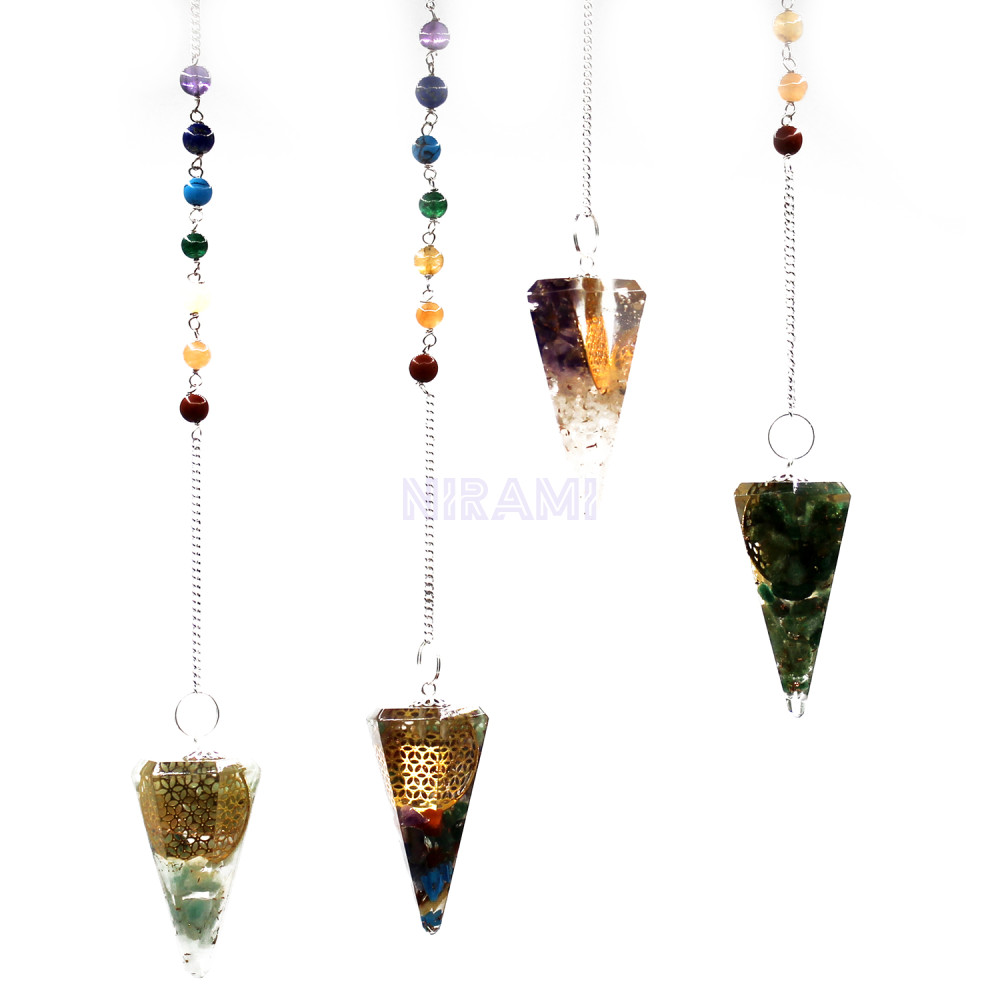Péndulo del Chakra del Poder de Orgonita - Flor de Jabon para la vida
