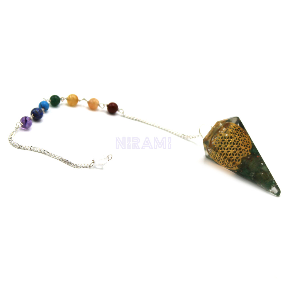 Péndulo del Chakra del Poder de Orgonita - Flor de Jabon para la vida