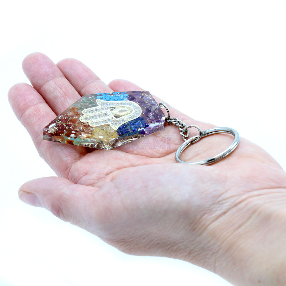Gemas Chakra Hamsa Llavero de poder de orgonita