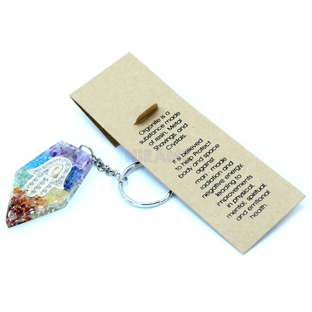 Gemas Chakra Hamsa Llavero de poder de orgonita