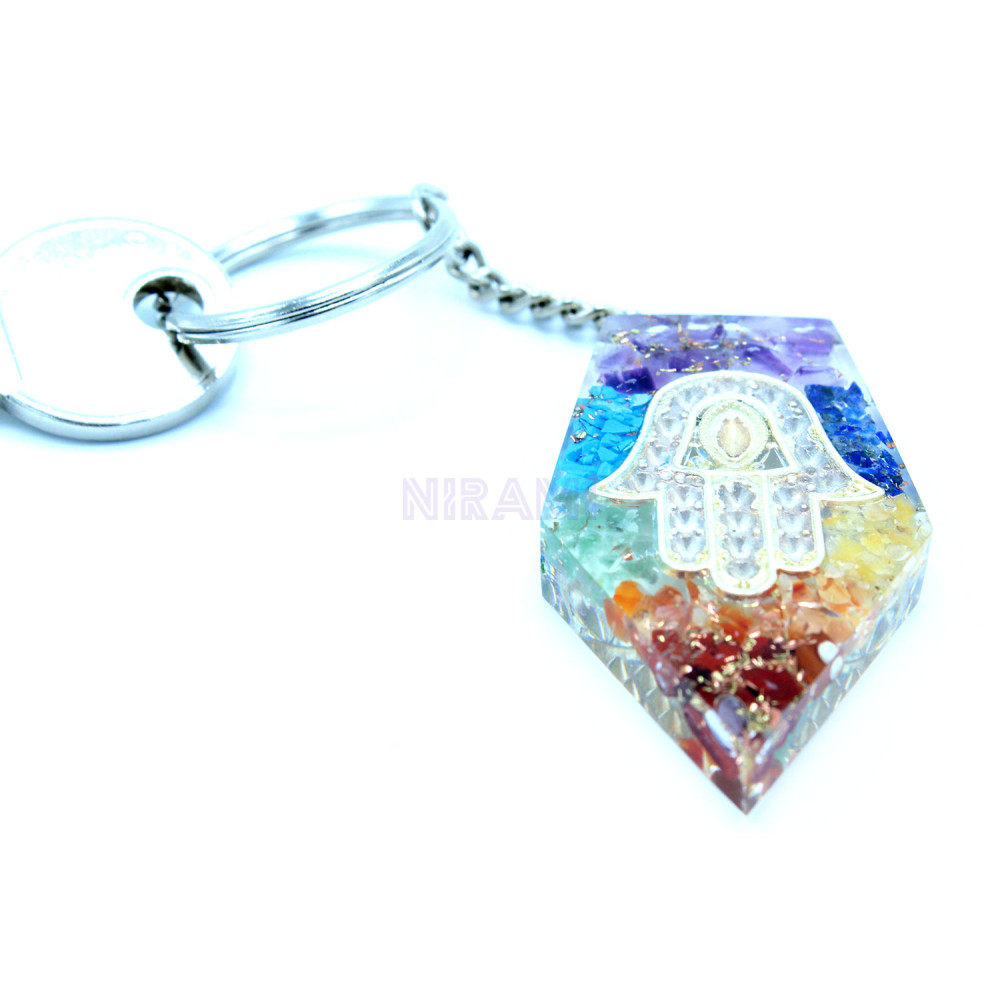 Gemas Chakra Hamsa Llavero de poder de orgonita