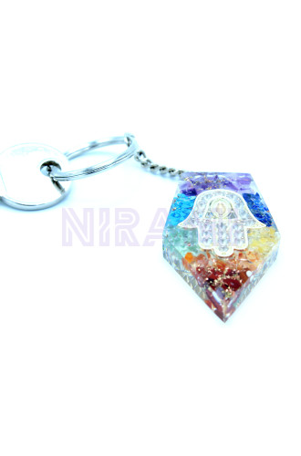 Gemas Chakra Hamsa Llavero de poder de orgonita