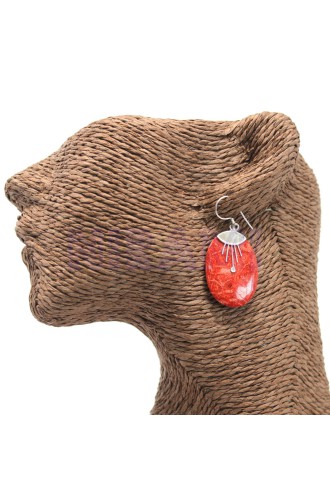 Pendientes de plata y coral - Oval