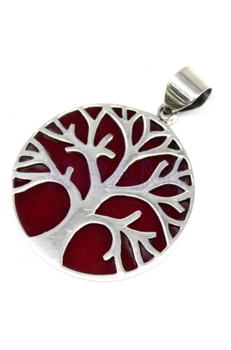 Colgante de Plata Árbol de la Vida 30mm - Efecto Coral