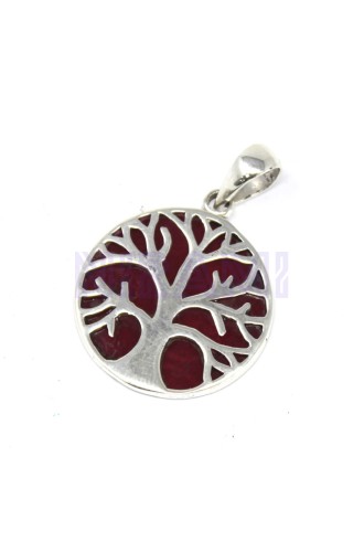 Colgante de Plata Árbol de la Vida 22mm - Efecto Coral