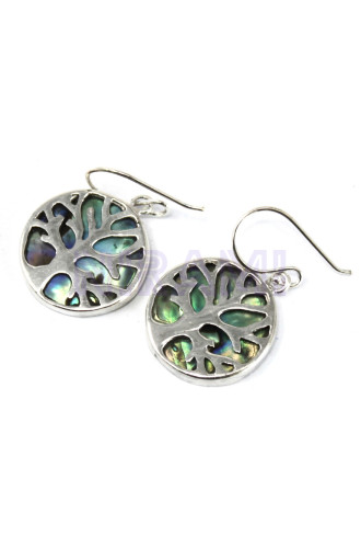 Abulón Aretes de Plata Árbol de la Vida 15mm