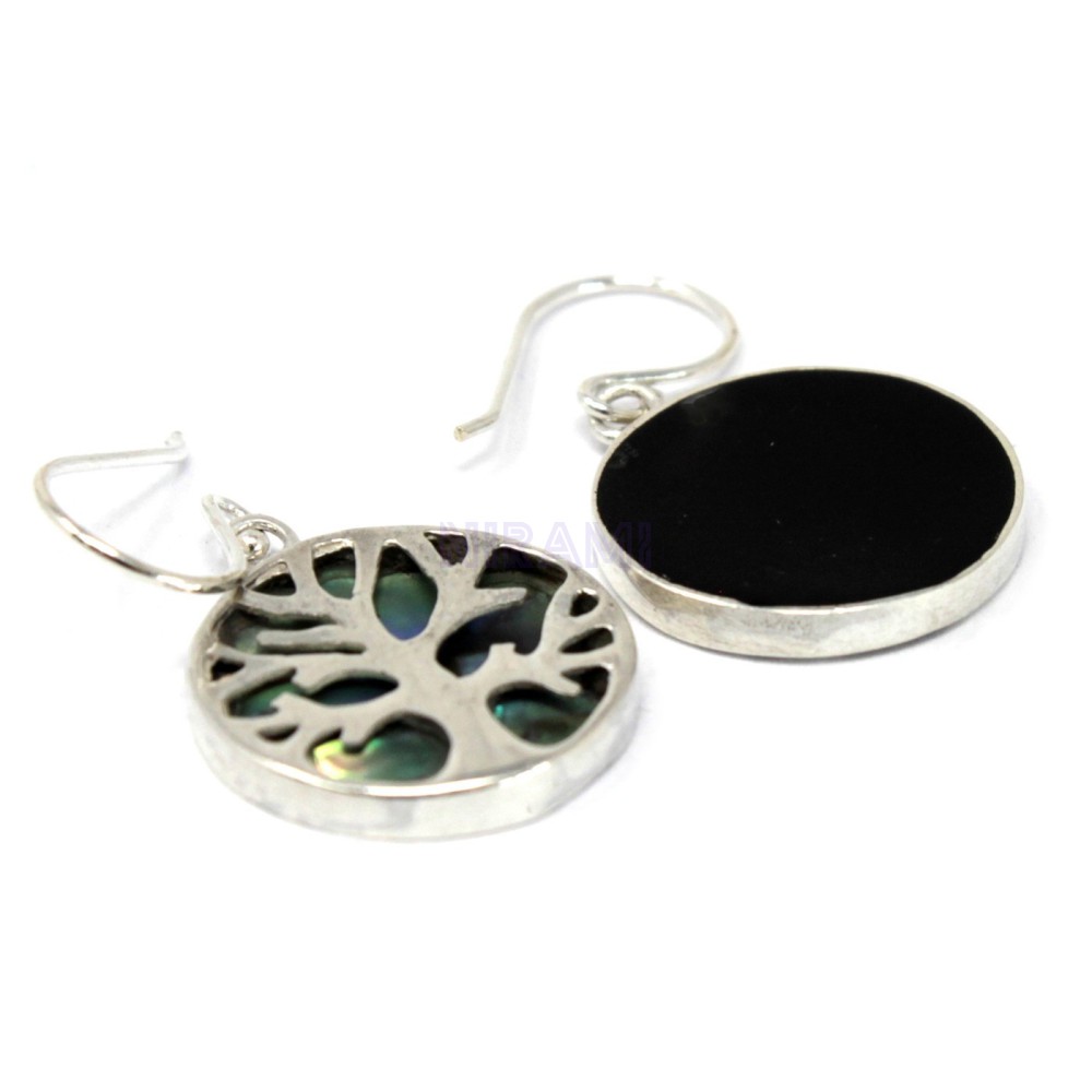 Abulón Aretes de Plata Árbol de la Vida 15mm