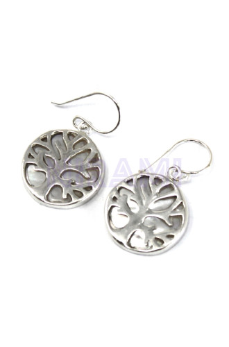 Madre Perla Aretes de Plata Árbol de la Vida 15mm