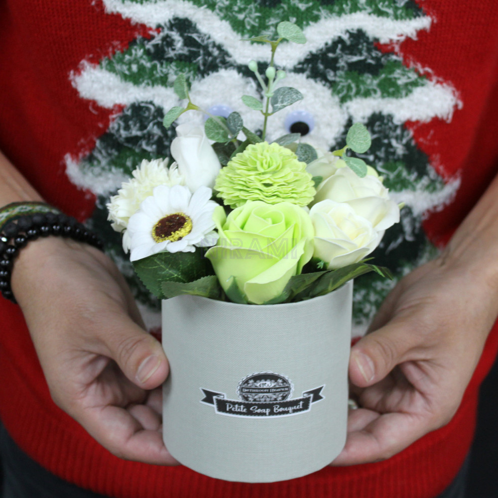 Maceta de regalo Bouquet flores jabón Petite - Azul Relajante