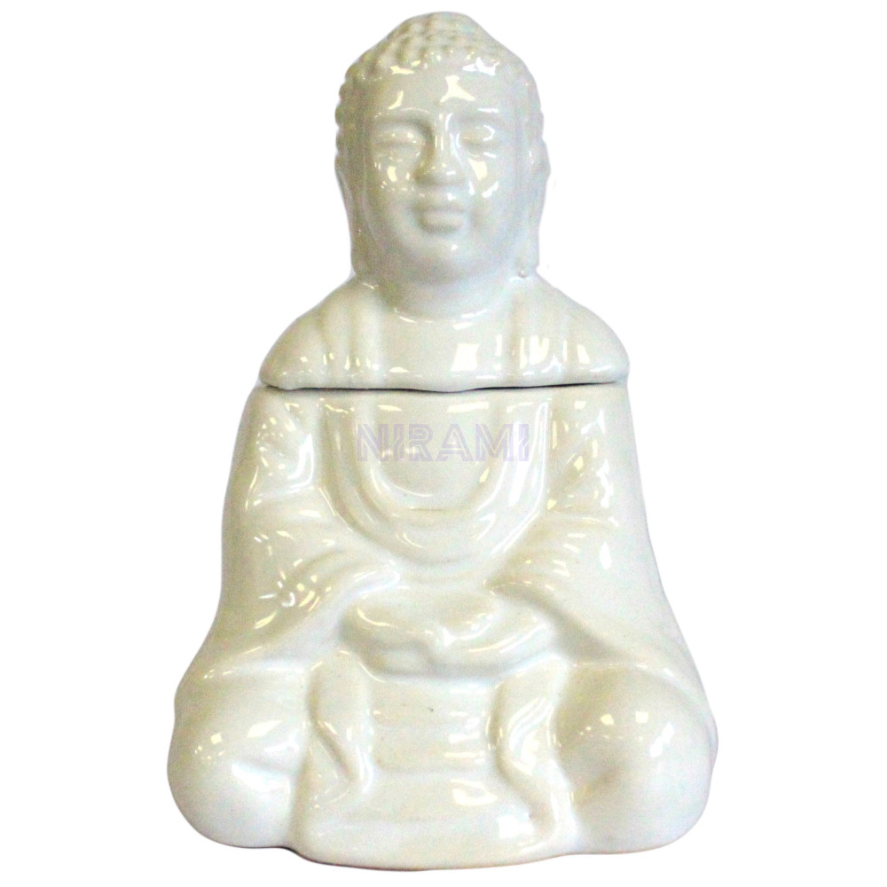 Quemador aceite Buda sentado - Blanco