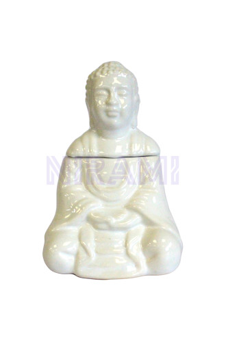 Quemador aceite Buda sentado - Blanco