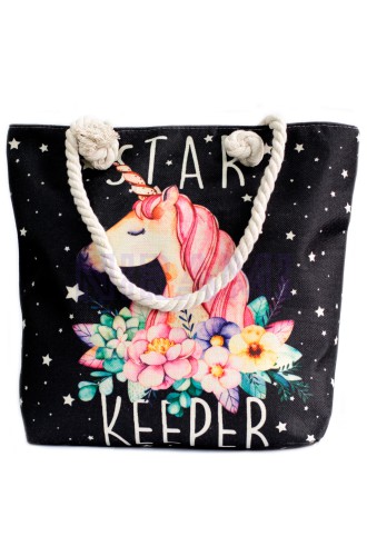 Bolso con asa de cuerda - unicornio