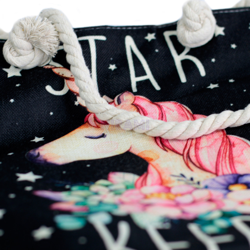 Bolso con asa de cuerda - unicornio