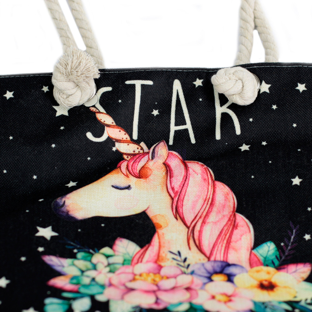 Bolso con asa de cuerda - unicornio