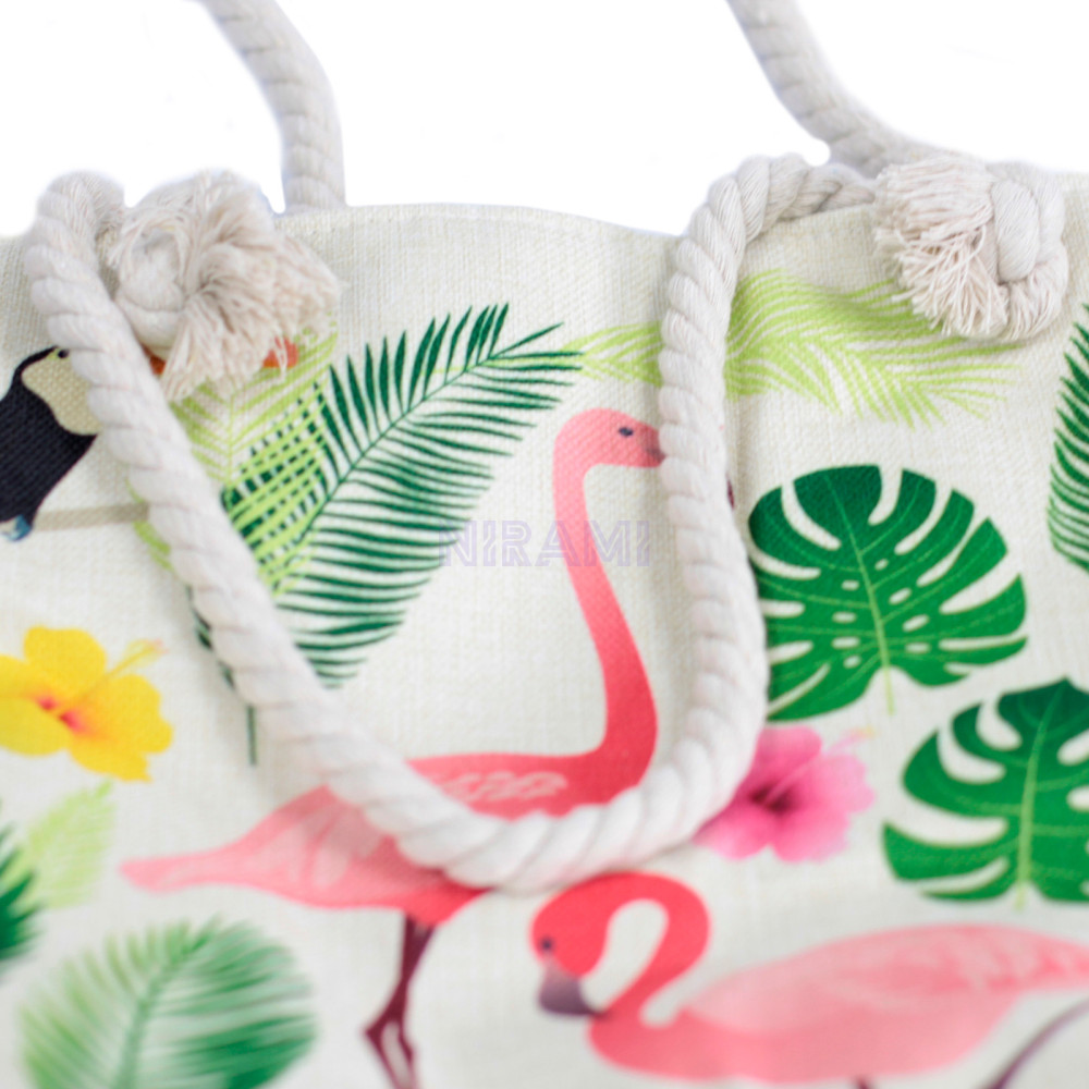 Bolso con asa de cuerda - tropical flamenco
