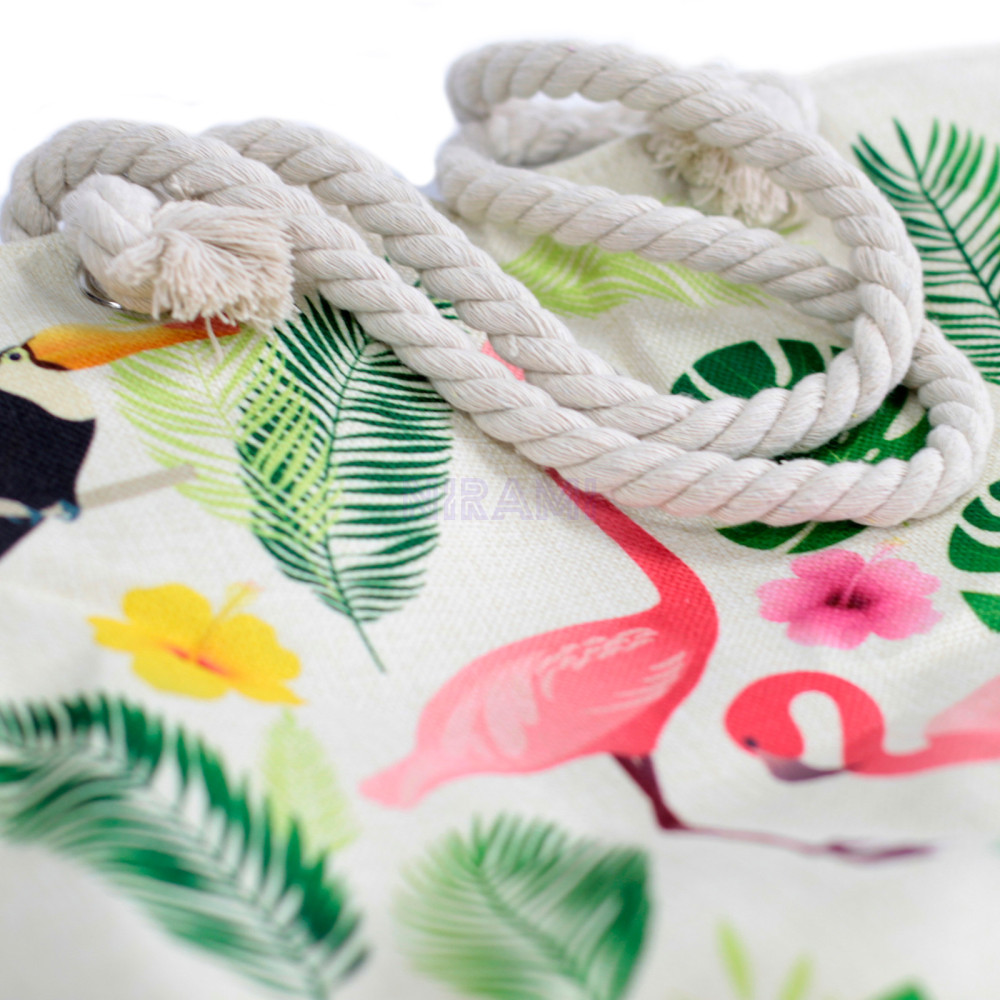 Bolso con asa de cuerda - tropical flamenco