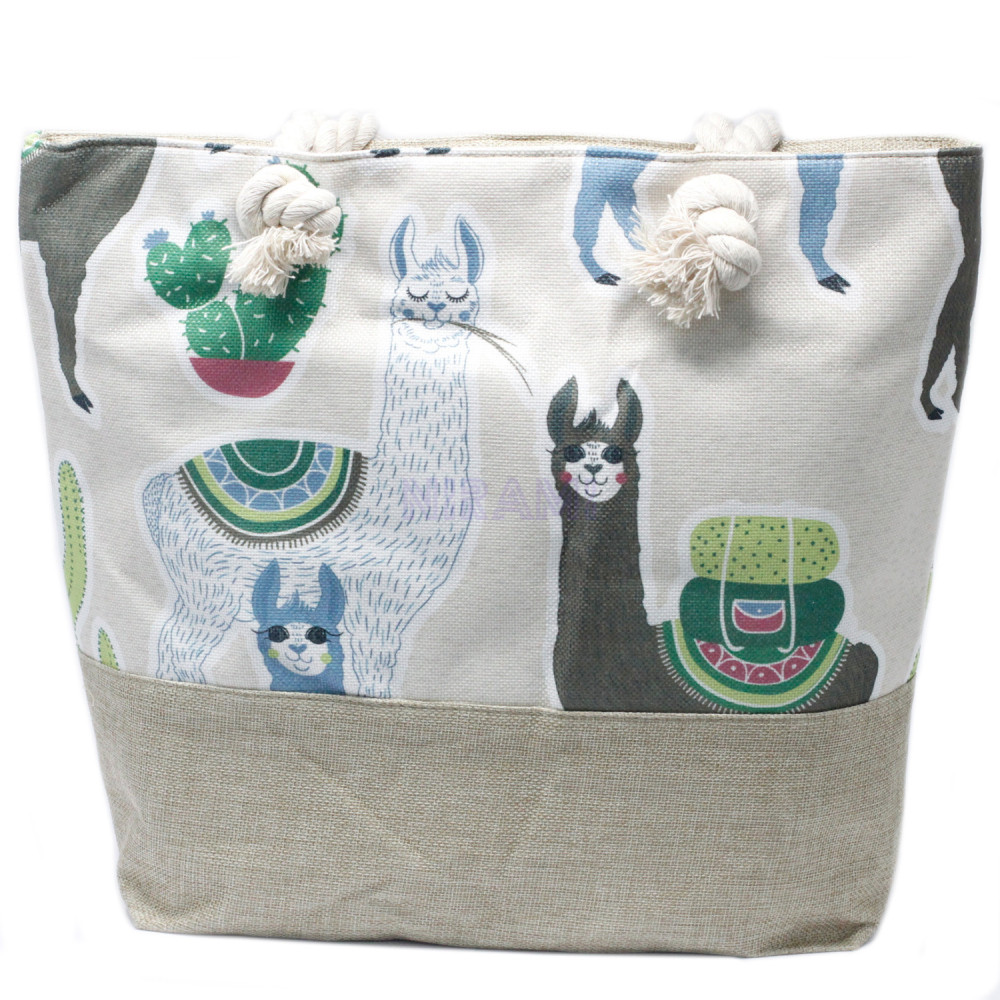 Bolso con asa de cuerda - Llamas